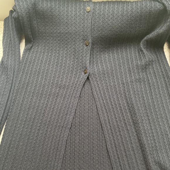 Theory Cable Rib Midi Cardigan Dress Wool Navy Blue Size Large - NWT NO BELT - Picture 5 of 8